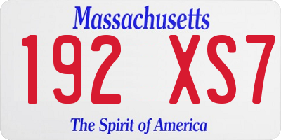 MA license plate 192XS7