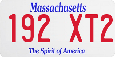 MA license plate 192XT2