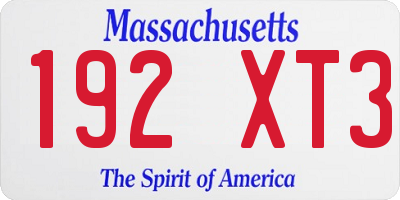 MA license plate 192XT3