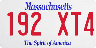 MA license plate 192XT4