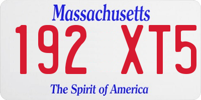 MA license plate 192XT5