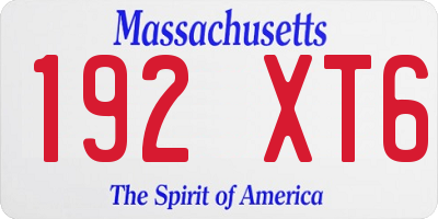 MA license plate 192XT6