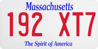 MA license plate 192XT7