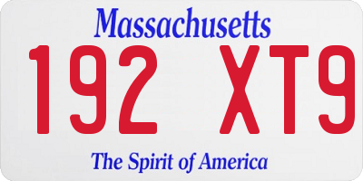 MA license plate 192XT9
