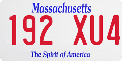 MA license plate 192XU4