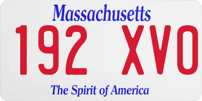MA license plate 192XV0