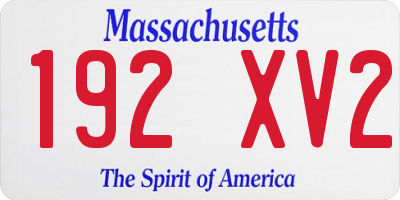 MA license plate 192XV2