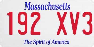 MA license plate 192XV3