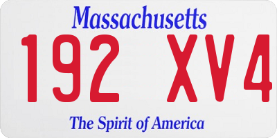 MA license plate 192XV4