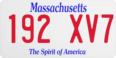 MA license plate 192XV7