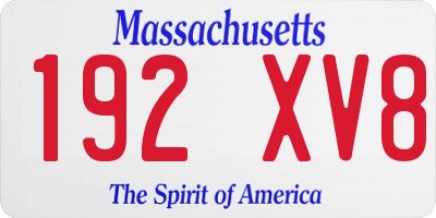 MA license plate 192XV8