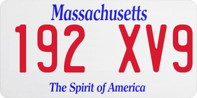 MA license plate 192XV9