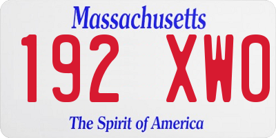 MA license plate 192XW0