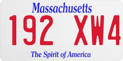 MA license plate 192XW4
