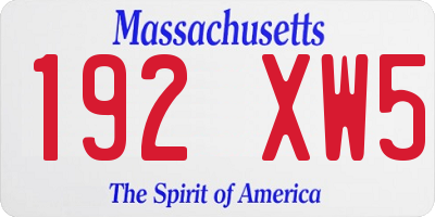 MA license plate 192XW5