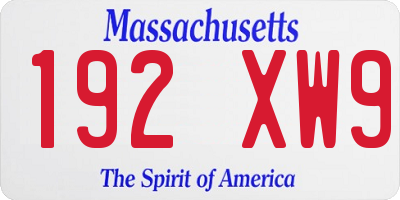 MA license plate 192XW9