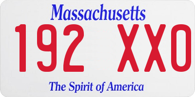 MA license plate 192XX0