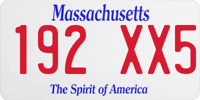 MA license plate 192XX5