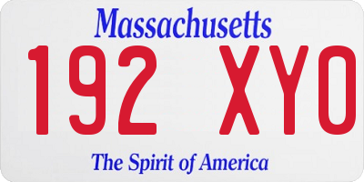 MA license plate 192XY0