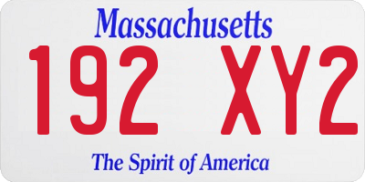 MA license plate 192XY2
