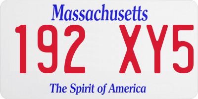 MA license plate 192XY5