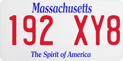 MA license plate 192XY8