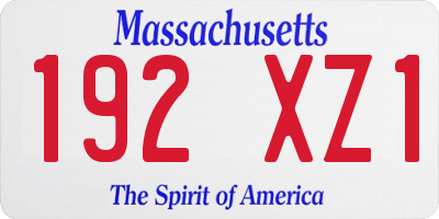 MA license plate 192XZ1