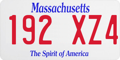 MA license plate 192XZ4
