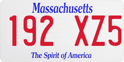 MA license plate 192XZ5