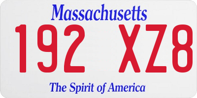 MA license plate 192XZ8