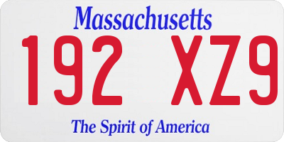 MA license plate 192XZ9