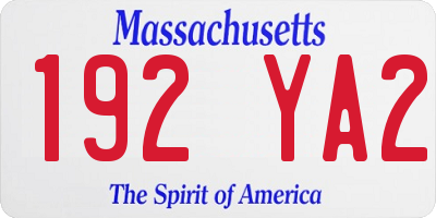 MA license plate 192YA2