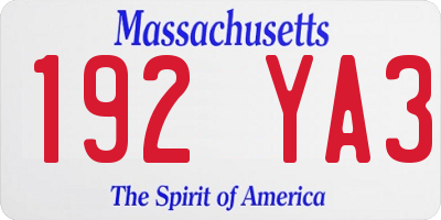 MA license plate 192YA3