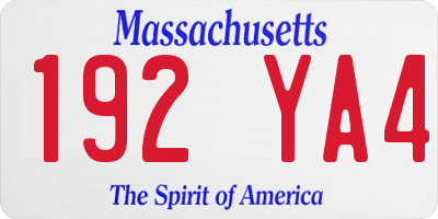 MA license plate 192YA4