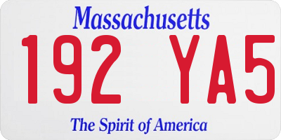 MA license plate 192YA5