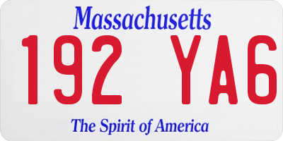 MA license plate 192YA6