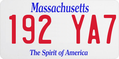 MA license plate 192YA7