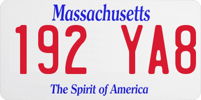 MA license plate 192YA8