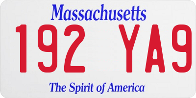 MA license plate 192YA9