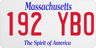 MA license plate 192YB0
