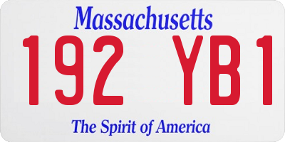 MA license plate 192YB1
