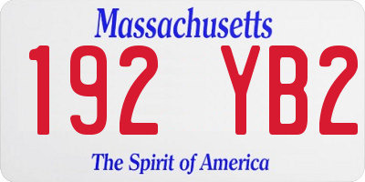 MA license plate 192YB2