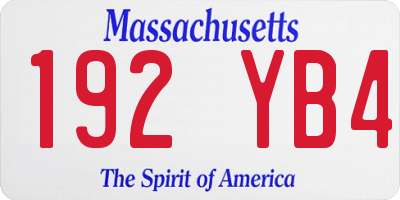 MA license plate 192YB4