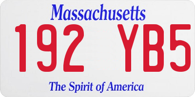 MA license plate 192YB5