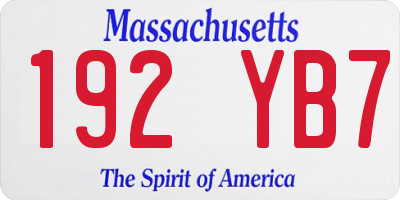 MA license plate 192YB7