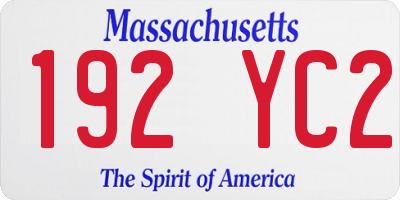 MA license plate 192YC2