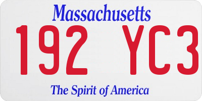 MA license plate 192YC3