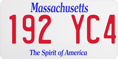 MA license plate 192YC4