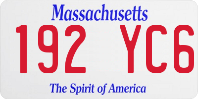 MA license plate 192YC6