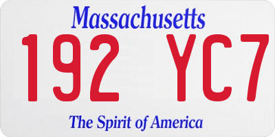 MA license plate 192YC7